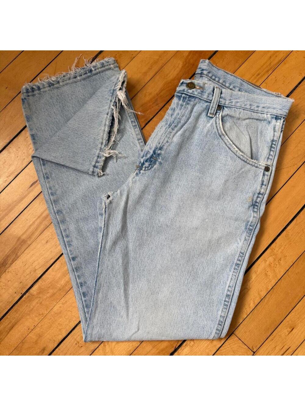 Vintage Wrangler 96501SL Jeans 32x32 Regular Fit Light Wash Distressed